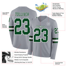 Charger l'image dans la galerie, Custom Gray Green-White Long Sleeve Authentic Football Jersey