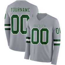 Charger l'image dans la galerie, Custom Gray Green-White Long Sleeve Authentic Football Jersey