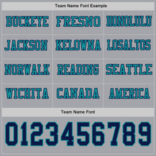 Load image into Gallery viewer, Custom Gray Navy-Teal Long Sleeve Authentic Football Jersey