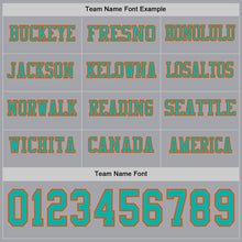 Load image into Gallery viewer, Custom Gray Aqua-Orange Long Sleeve Authentic Football Jersey