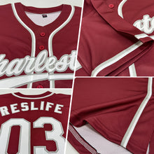Laden Sie das Bild in den Galerie-Viewer, Custom Burgundy White-Gray Authentic Baseball Jersey