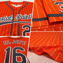 Charger l'image dans la galerie, Custom Orange White Pinstripe Steel Gray Authentic Baseball Jersey