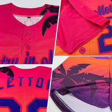 Загрузить изображение в средство просмотра галереи, Custom Hot Pink Purple 3D Pattern Design Hawaii Palm Trees Authentic Baseball Jersey