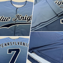 Load image into Gallery viewer, Custom Light Blue Navy-White Authentic Fade Fashion Baseball Jersey