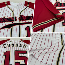 Load image into Gallery viewer, Custom White Crimson Pinstripe Crimson-Cream Authentic Raglan Sleeves Baseball Jersey