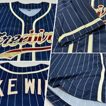 Загрузить изображение в средство просмотра галереи, Custom Navy White Pinstripe Vintage USA Flag-Cream Authentic Baseball Jersey