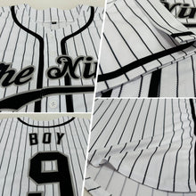Charger l'image dans la galerie, Custom White Black Pinstripe Black-Gray Authentic Baseball Jersey