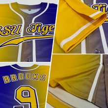 Laden Sie das Bild in den Galerie-Viewer, Custom Purple Yellow-White Authentic Gradient Fashion Baseball Jersey
