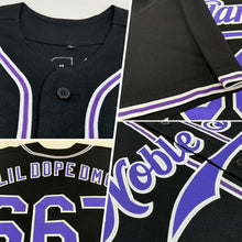 Load image into Gallery viewer, Custom Black Purple-White Authentic Baseball Jersey