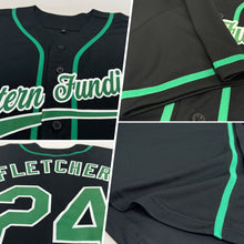 Load image into Gallery viewer, Custom Black Kelly Green-White Authentic Baseball Jersey