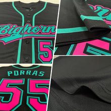 Charger l'image dans la galerie, Custom Black Pink-Teal Authentic Baseball Jersey
