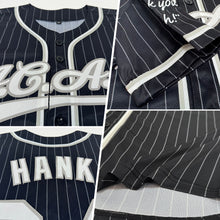 Загрузить изображение в средство просмотра галереи, Custom Black Gray Pinstripe White Authentic Baseball Jersey