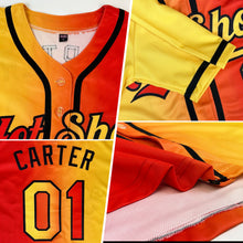 Загрузить изображение в средство просмотра галереи, Custom Red Yellow-Black Authentic Gradient Fashion Baseball Jersey