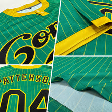 Загрузить изображение в средство просмотра галереи, Custom Kelly Green Old Gold Pinstripe Black Two-Button Unisex Softball Jersey