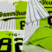 Load image into Gallery viewer, Custom Neon Green White-Black Pinstripe Authentic Split Fashion Baseball Jersey