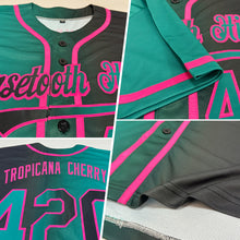 Загрузить изображение в средство просмотра галереи, Custom Black Teal-Pink Authentic Gradient Fashion Baseball Jersey