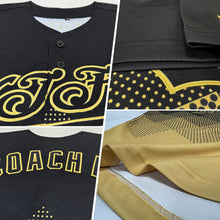 Charger l'image dans la galerie, Custom Black Vegas Gold 3D Pattern Design Gradient Square Shapes Authentic Baseball Jersey