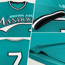 Charger l'image dans la galerie, Custom Teal White-Black Authentic Throwback Baseball Jersey