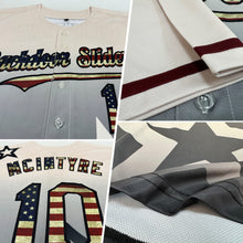 Laden Sie das Bild in den Galerie-Viewer, Custom Cream Vintage USA Flag-Black 3D Pattern Design Gradient Style Twinkle Star Authentic Baseball Jersey