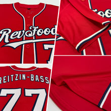 Laden Sie das Bild in den Galerie-Viewer, Custom Red White-Navy Authentic Baseball Jersey