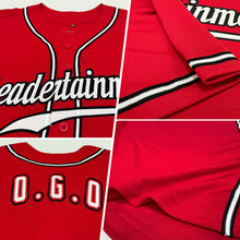 Load image into Gallery viewer, Custom Red White-Black Authentic Baseball Jersey