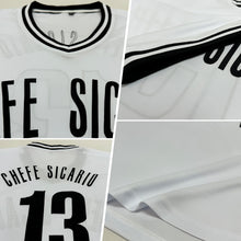 Laden Sie das Bild in den Galerie-Viewer, Custom White Black Authentic Throwback Rib-Knit Baseball Jersey Shirt