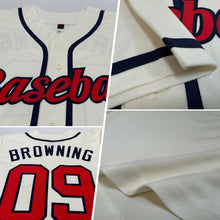 Загрузить изображение в средство просмотра галереи, Custom Cream Red-Navy Authentic Baseball Jersey