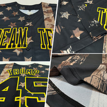 Charger l'image dans la galerie, Custom Camo Black-Old Gold 3D Salute To Service American Flag Authentic Baseball Jersey