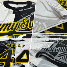Charger l'image dans la galerie, Custom Graffiti Pattern Black-Old Gold 3D Two-Button Unisex Softball Jersey