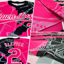 Charger l'image dans la galerie, Custom Graffiti Pattern Pink-Black 3D Two-Button Unisex Softball Jersey