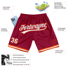 Загрузить изображение в средство просмотра галереи, Custom Maroon White-Orange Authentic Throwback Basketball Shorts
