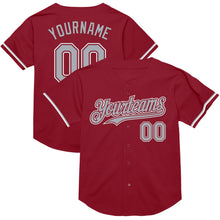 Laden Sie das Bild in den Galerie-Viewer, Custom Maroon Gray-White Mesh Authentic Throwback Baseball Jersey