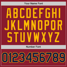 Laden Sie das Bild in den Galerie-Viewer, Custom Maroon Navy-Gold Mesh Authentic Throwback Baseball Jersey
