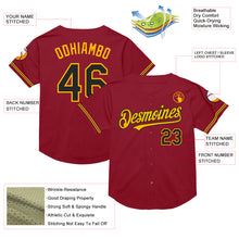 Laden Sie das Bild in den Galerie-Viewer, Custom Maroon Black-Gold Mesh Authentic Throwback Baseball Jersey