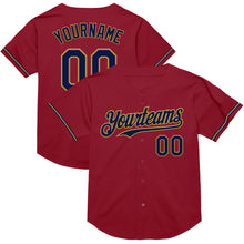 Laden Sie das Bild in den Galerie-Viewer, Custom Maroon Navy-Old Gold Mesh Authentic Throwback Baseball Jersey