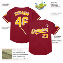 Laden Sie das Bild in den Galerie-Viewer, Custom Maroon Yellow-White Mesh Authentic Throwback Baseball Jersey