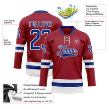 Load image into Gallery viewer, Custom Maroon Royal-White Hockey Lace Neck Jersey