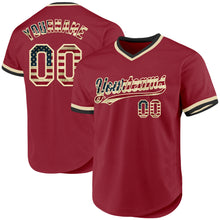 Загрузить изображение в средство просмотра галереи, Custom Maroon Vintage USA Flag Cream-Black Authentic Throwback Baseball Jersey