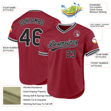 Laden Sie das Bild in den Galerie-Viewer, Custom Maroon Black-Gray Authentic Throwback Baseball Jersey
