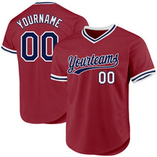 Загрузить изображение в средство просмотра галереи, Custom Maroon Navy-White Authentic Throwback Baseball Jersey