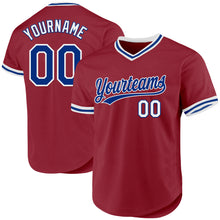 Laden Sie das Bild in den Galerie-Viewer, Custom Maroon Royal-White Authentic Throwback Baseball Jersey