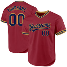 Загрузить изображение в средство просмотра галереи, Custom Maroon Navy-Old Gold Authentic Throwback Baseball Jersey