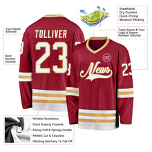 Загрузить изображение в средство просмотра галереи, Custom Maroon White-Old Gold Hockey Jersey