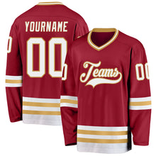 Загрузить изображение в средство просмотра галереи, Custom Maroon White-Old Gold Hockey Jersey