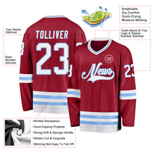 Загрузить изображение в средство просмотра галереи, Custom Maroon White-Light Blue Hockey Jersey