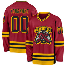 Загрузить изображение в средство просмотра галереи, Custom Maroon Black-Gold Hockey Jersey