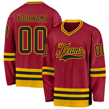 Загрузить изображение в средство просмотра галереи, Custom Maroon Black-Gold Hockey Jersey