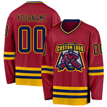 Загрузить изображение в средство просмотра галереи, Custom Maroon Navy-Gold Hockey Jersey