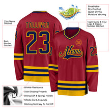 Загрузить изображение в средство просмотра галереи, Custom Maroon Navy-Gold Hockey Jersey