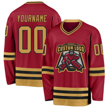 Загрузить изображение в средство просмотра галереи, Custom Maroon Old Gold-Black Hockey Jersey